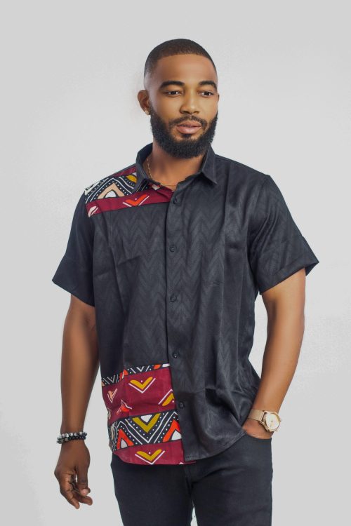 Jide Men`s Ankara Print Shirt.