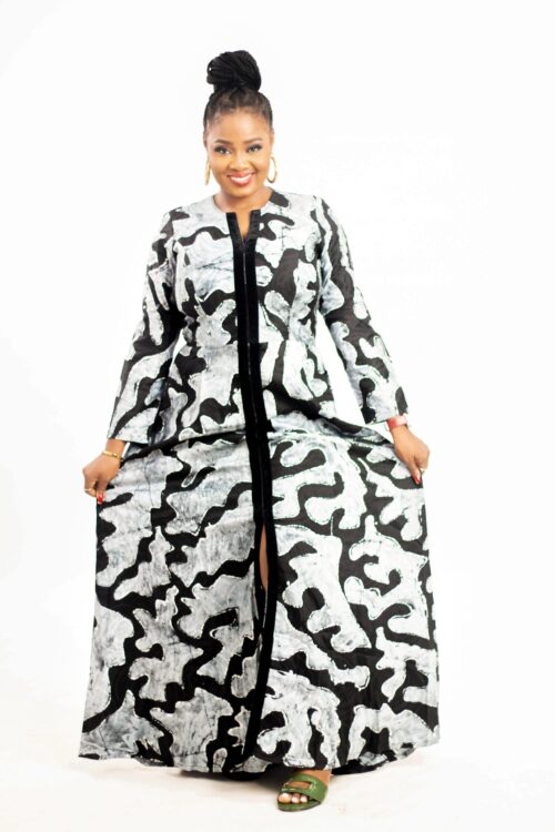 Women`s African Print Adire Maxi dress